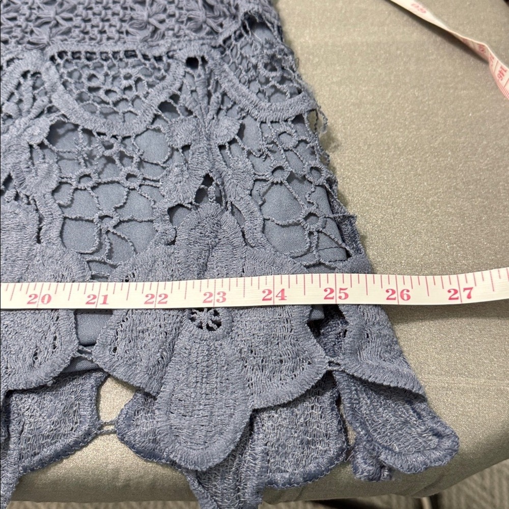 Mikarose Blue Lace Detail Dress L Whimsigoth Fairy Feminine Cottagecore Floral - Picture 10 of 12